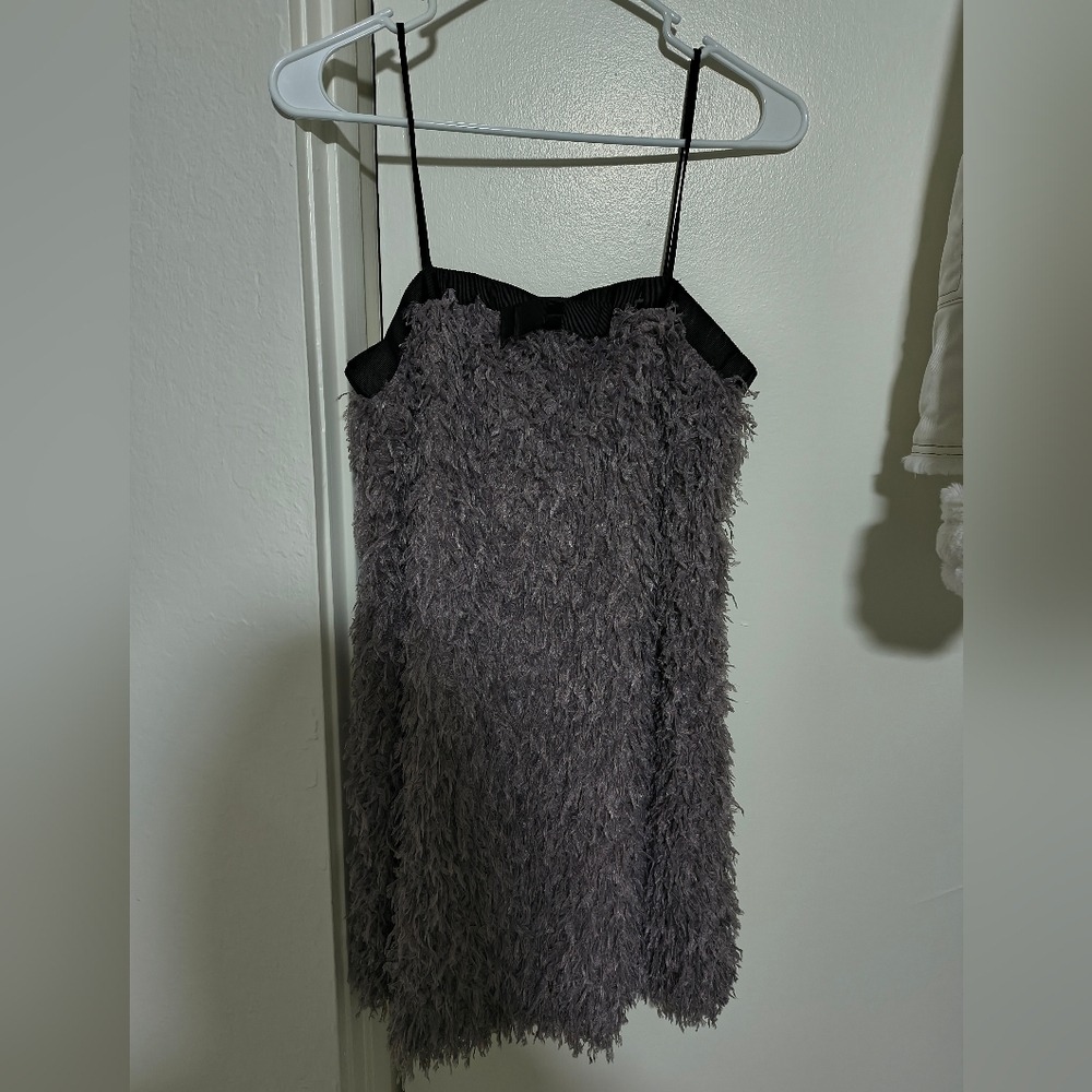 Zara NWT Fuzzy Gray/Purple Sleeveless Dress